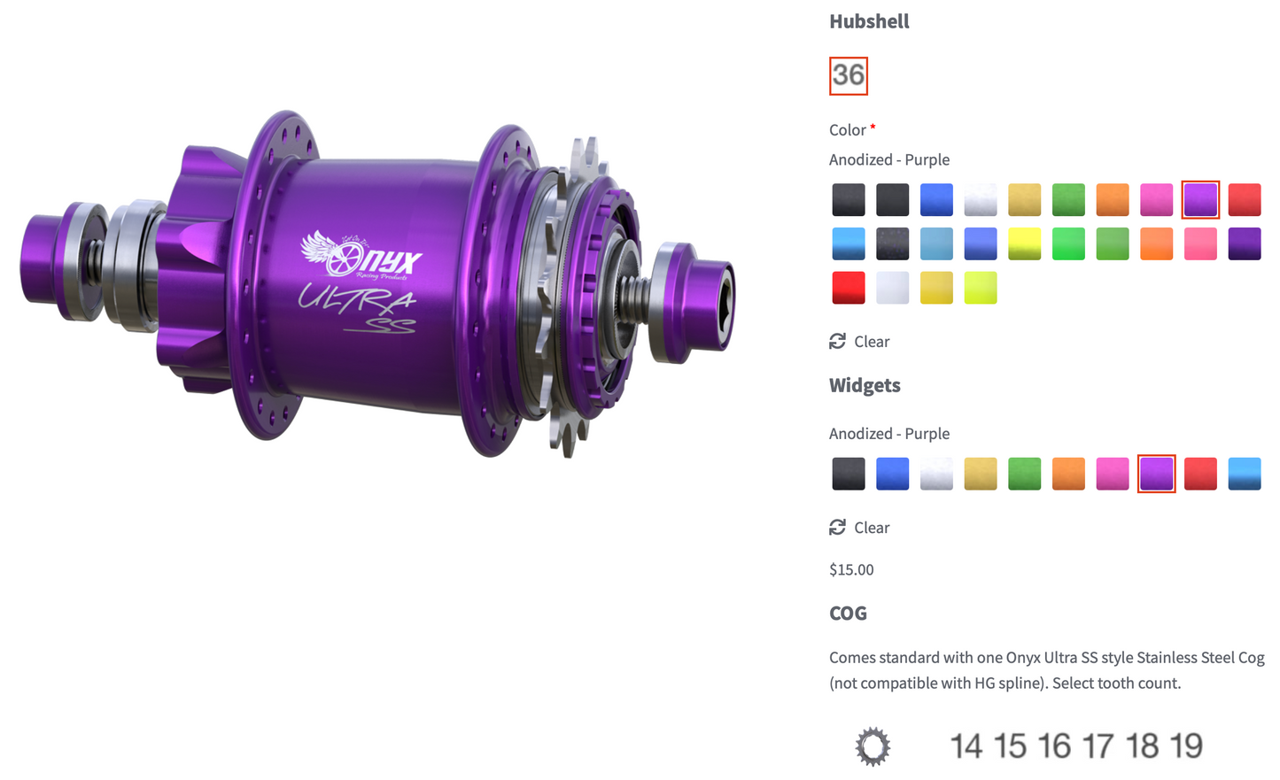 ONYX Hubs Coloured To Order