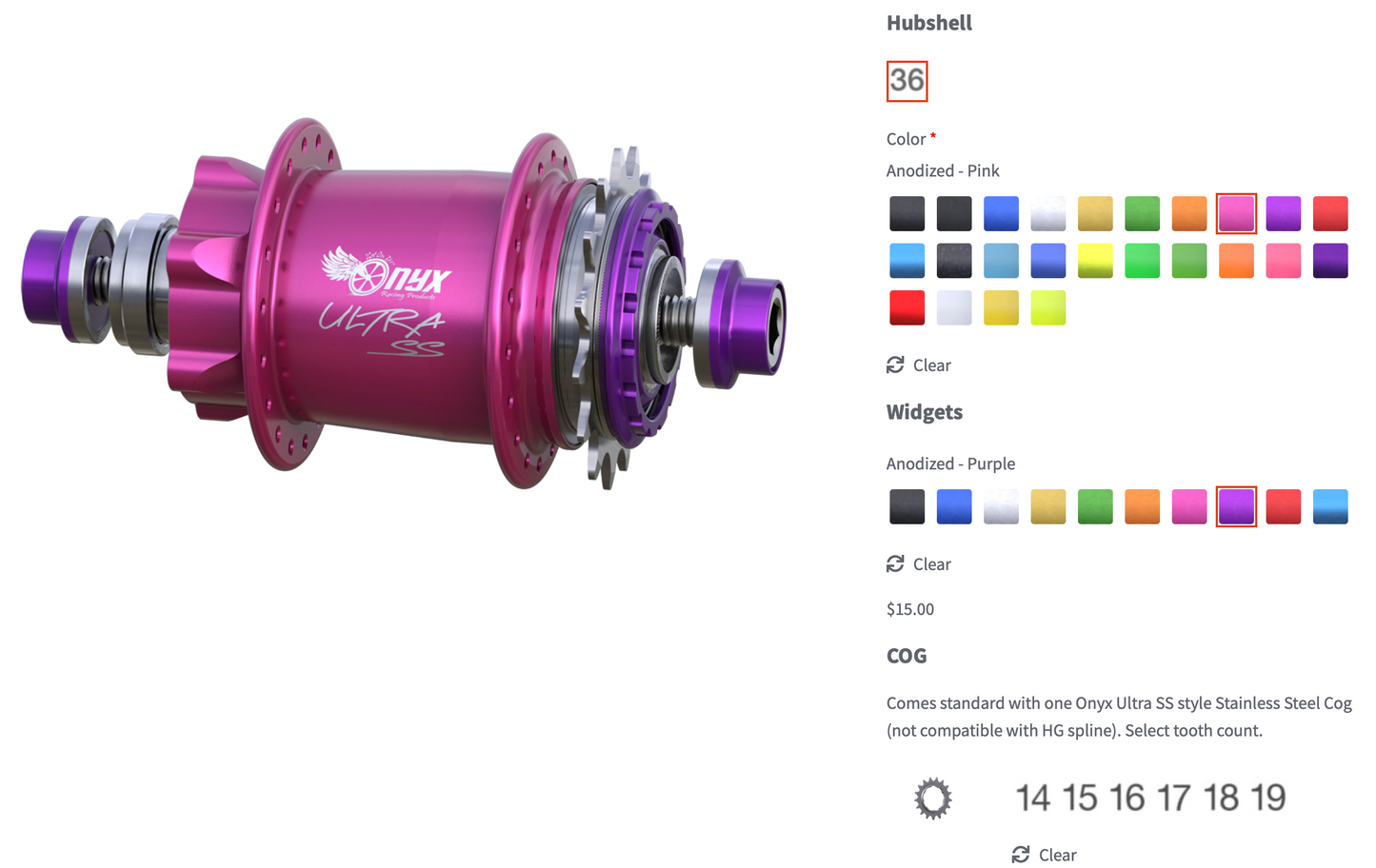 ONYX Hubs Coloured To Order