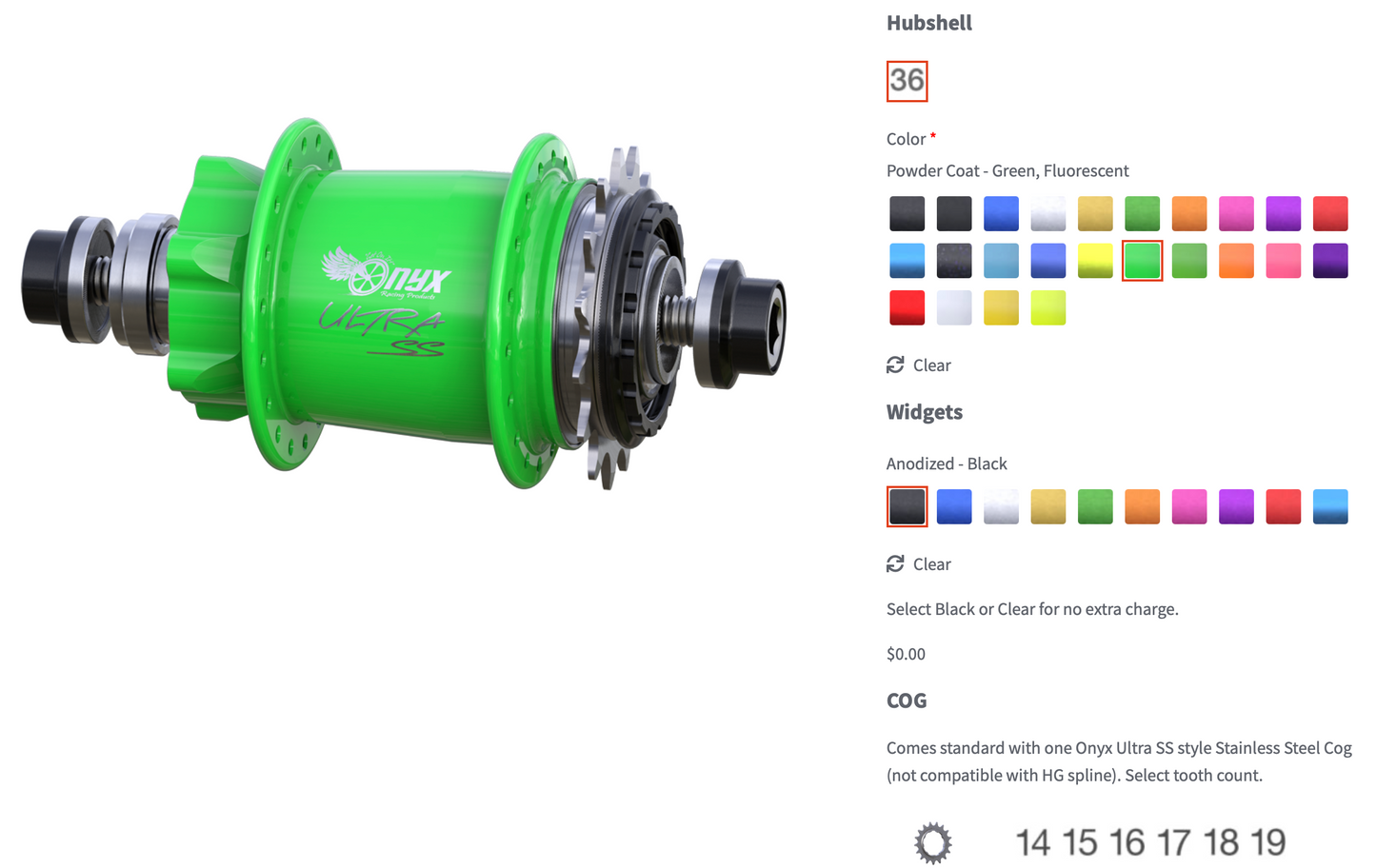 ONYX Hubs Coloured To Order